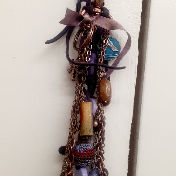 PURPLE Italy Morano/ Glass Bead & Tassel ❤ keychain PURSE CHARM Leopard Red Bug - Picture 3 of 9
